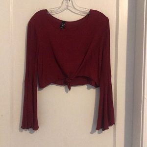 cute long sleeve red crop top